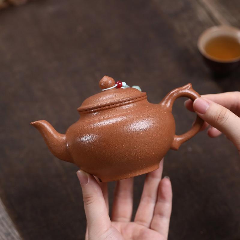 

250ml Yixing Purple Clay Teapots Handmade Laughing Sakura Pot Raw Ore Gold Downhill Mud Kettle With Strainer Zisha Tea Set Craft