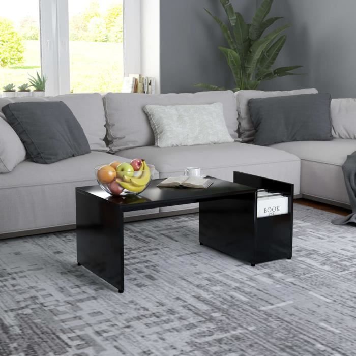 Table basse - vidaXL - Noir - 90x45x35 cm - Aggloméré - Design contemporain