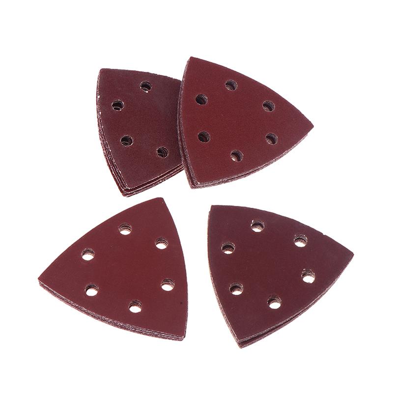40Pcs Triangular Sanding Pads 6 Holes Detail Sander Sandpaper Grits 80+120+180+240 Perfect For Delta/Multi-Grip Sanders