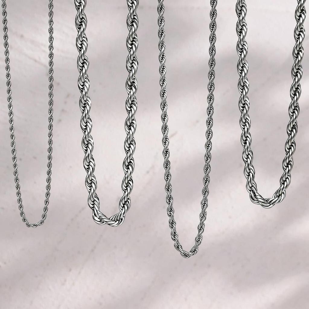 Classic 2/3/4/5MM Gold Plated Stainless Steel Rope Twist Chain Necklace for Men Women Waterproof Fade Resistant