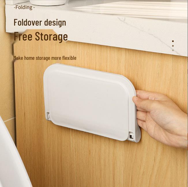 Wall-Mounted Foldable Storage Rack for Phones and Clothes in Bathroom