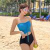 Damen High-Waist Zweiteiliger Badeanzug mit Kordelzug - Sexy Bandeau Halter für Strand oder Resort