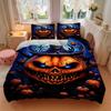 3pcs Pumpkin Head Halloween Bedding Set, Includes Without Pillow Inserts, Soft Comfortable Bedding Set,All-Season Use A0924094