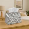 1pc Classic Decorative Geometric Tissue Holder In Ornamental Gray, Versatile Fabric Tissue Box, Ideal for Outdoor Gatherings, Daily Desktop Tissue Org