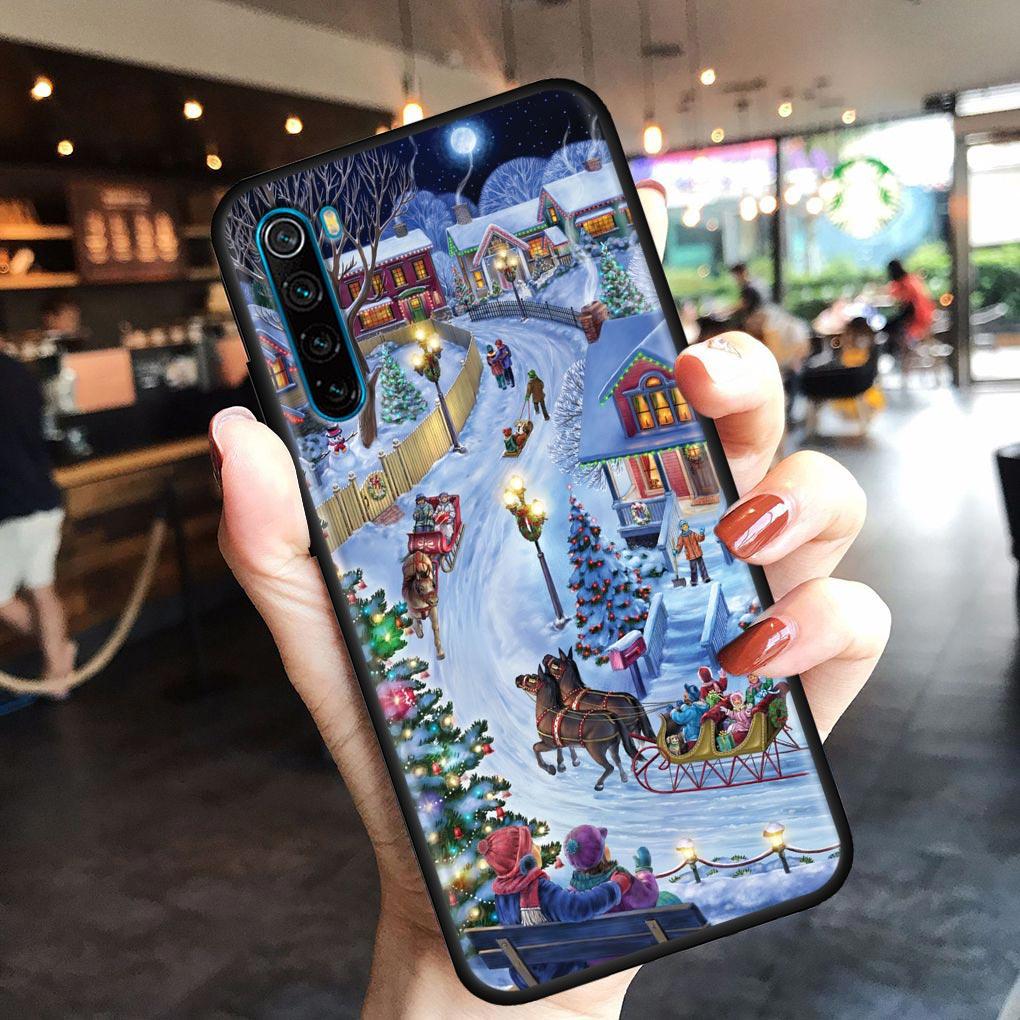 Christmas Santa Claus Mobile Phone Shell for Redmi Note 10 11 11S 11E 7 8 8T 9 9S 9T Pro Plus 4G 5G Black Soft Case Cover Fundas