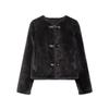 Womens Fall Double-Sided Jacket With Knot Button Street Style Solid Color Outerwear