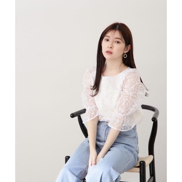 Proportion Body Dressing Organza Embroidery Ivory Women's Blouse,