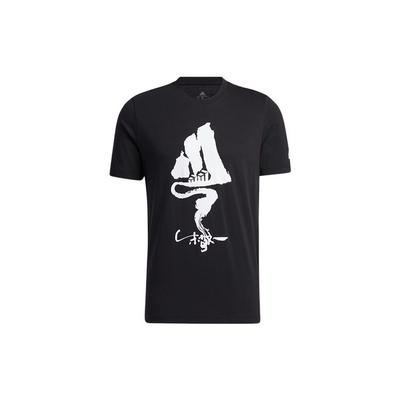 adidas Gfx Tuschemalerei Druck Sport T-Shirt Herren Oberteile Schwarz GN7326