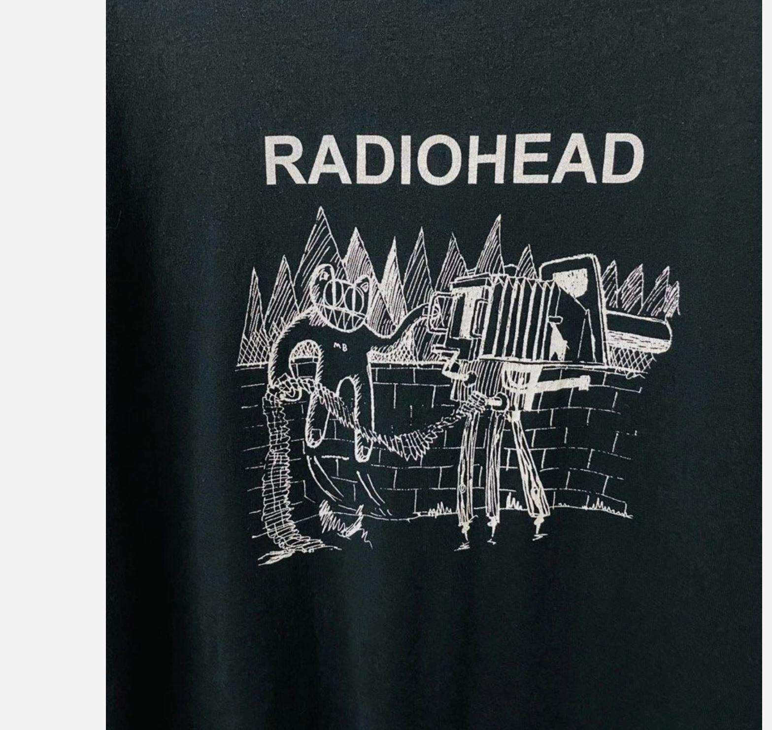 

Футболка с коротким рукавом из хлопка черного цвета группы Radiohead, унисекс S-4XL S