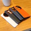 Luxury Cross Texture Leather Design Case For Huawei Mate 60RS 50RS 40RS Slim Orange Camera Ring Shockproof Cover