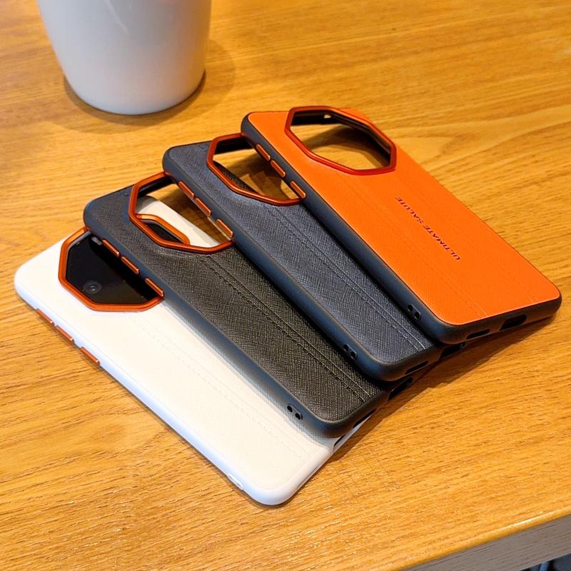 Luxury Cross Texture Leather Design Case For Huawei Mate 60RS 50RS 40RS Slim Orange Camera Ring Shockproof Cover