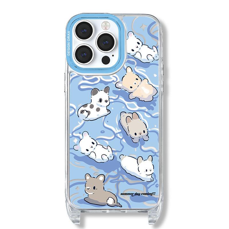 Anti-theft Lanyard Phone Case Compatible and Suitable for iPhone15 14 13 12 11promax Cartoon Small Animals