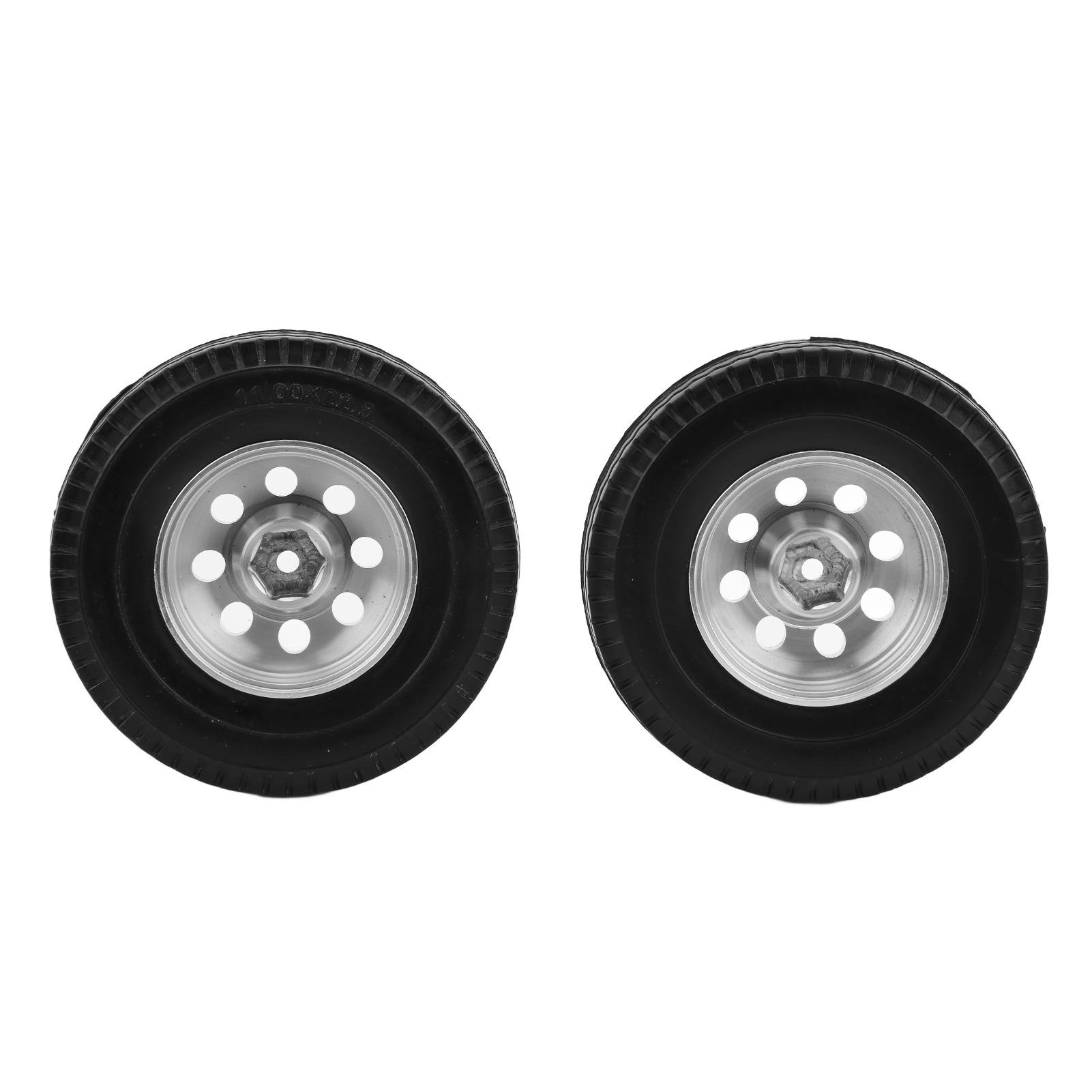 

2Pcs RC Car Wheels Rubber Tires 84mm CNC Metal Wheel Rims Hubs Set for Tamiya 1 14 RC Car Truck