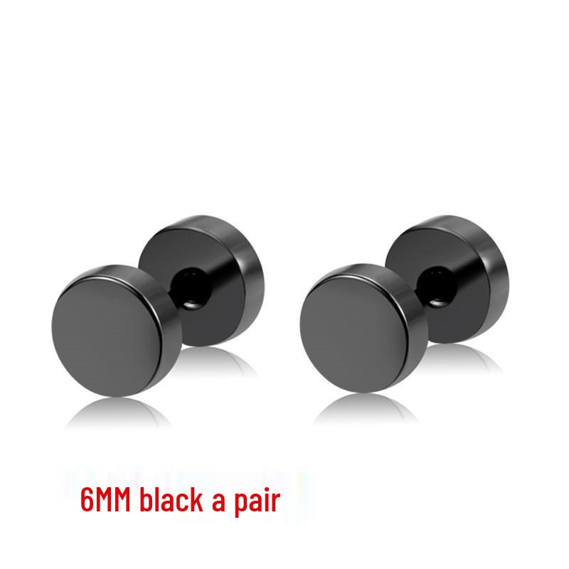Screw-On Titanium Steel Stud Earrings: Minimalist 2025 Trend for Men & Women, Influencer Style, Black Single Earring