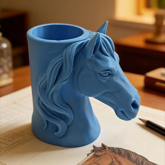 Portapenne a Testa di Cavallo Stampato in 3D Organizzatore da Scrivania Pratico per Matite Pennarelli Decorazione Creativa per Ufficio Casa Regalo Unico per Studenti