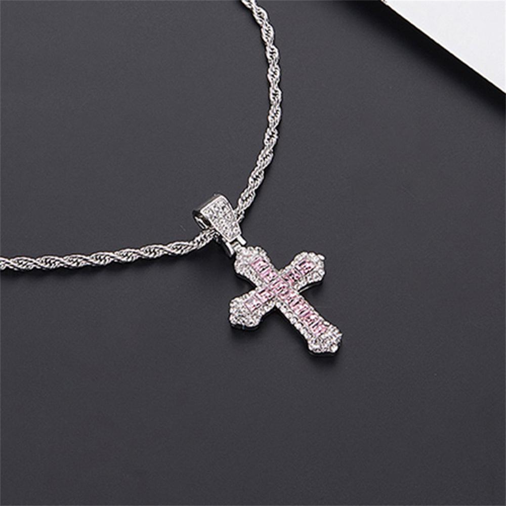 Classic Zircon Cross Necklace Iced Out Hip Hop for Men and Women Bling Pendant Punk Jewelry Gifts