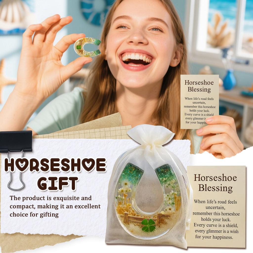 Horseshoe Pocket Hug, Horseshoe Blessing Pocket  With Blessing Message Card, Inspirational  Charm Souvenir Gift For Friends