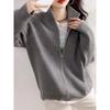 Autumn/Winter Fashion Cardigan Knitted Women Sweater Elegant Long Sleeve Zipper Loose Casual Office Top New Stand Collar Jacket
