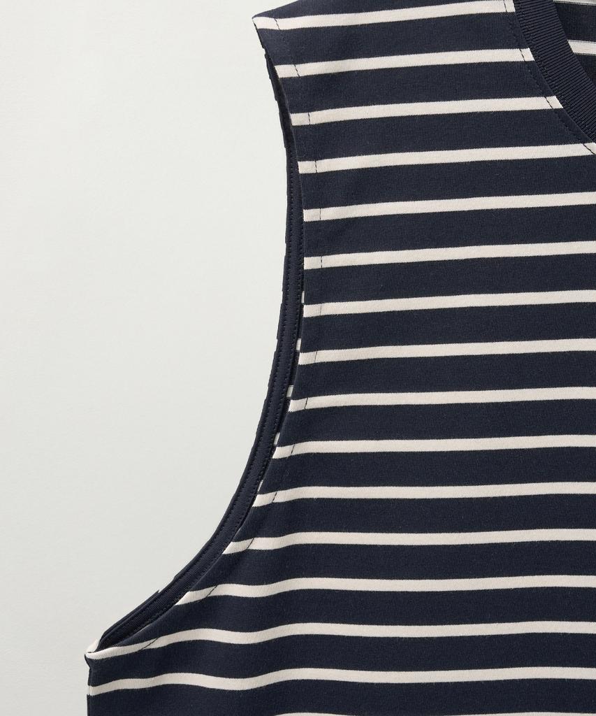 Seteo All Day Crew Neck Layered Sleeveless Top Navy Stripe