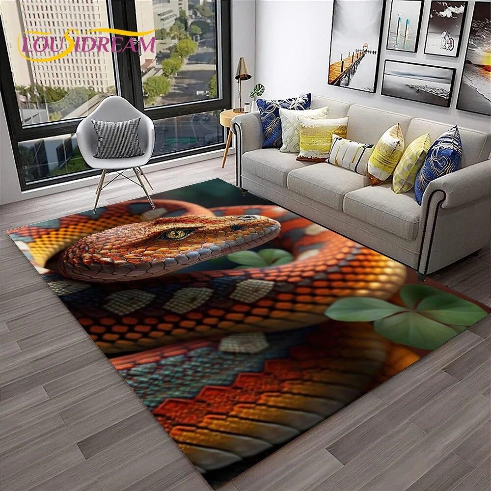Gothic Serpent Viper 3D Python Snake Carpet Rug for Home Living Room Bedroom Sofa Doormat Decor,kids Area Rug Non-slip Floor Mat
