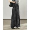 TERRE BLEUE Women's Plaid High-Waist Loose Straight-Leg Pants