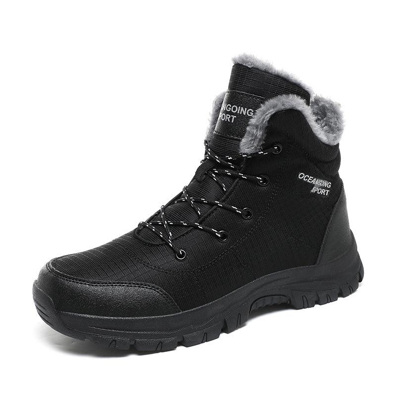 Spring, autumn and winter new hiking shoes men's anti-splashing snow boots sports outdoor shoes velvet men's hiking shoes men