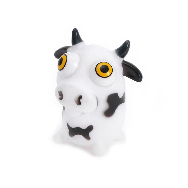 Soft White Cow Shaped Squeezing Toy Tpr Material Stress Relief Coordination Hand