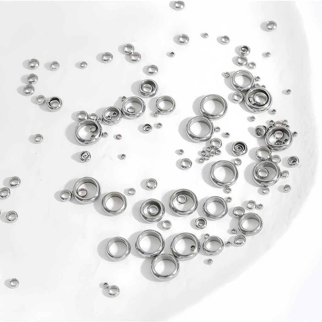 100pcs Stainless Steel Spacer Loose Beads 1.5mm 2mm 3mm 4mm 5mm 6mm 7mm Big Hole Bead for DIY Necklace Bracelet Jewelry Supplies