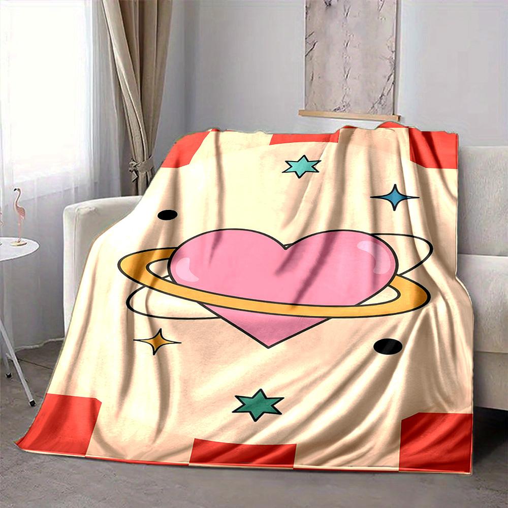 1pc Heart Planet Blanket Warm, Cozy, And Soft, Suitable for Sofas, Beds, Cars, And Office Use.Perfect for Camping And Travel, Making It a Great Gift f