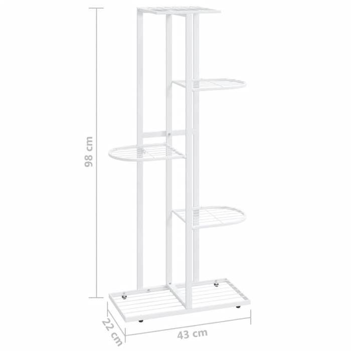 VidaXL Plant Stand 5 Levels 43x22x98 Cm White Metal