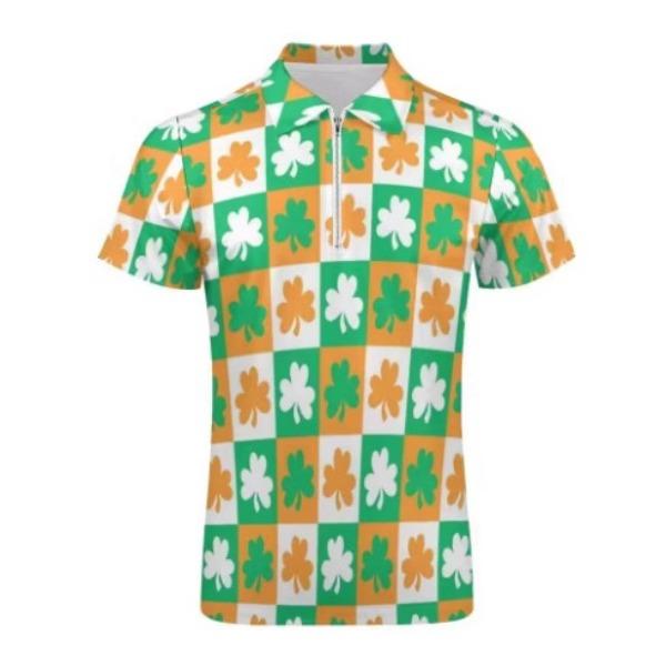 Men'S Polo Shirt 3 Printed Fashion Casual Simple Versatile Half Zipper Polo Shirt