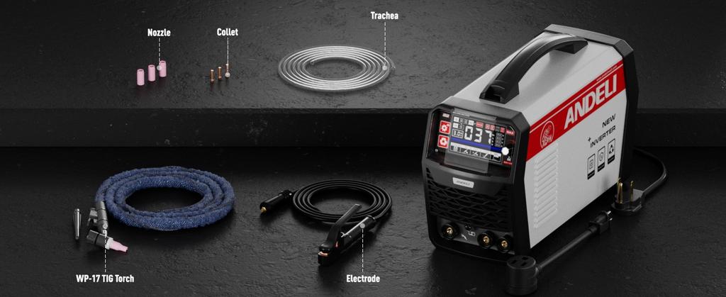 Spawarka ANDELI TIG-250MPC PRO Puls TIG (TIG/MMA/CLEAN, Inwertor DC, 100V/200V, 200A, Ekran LED)