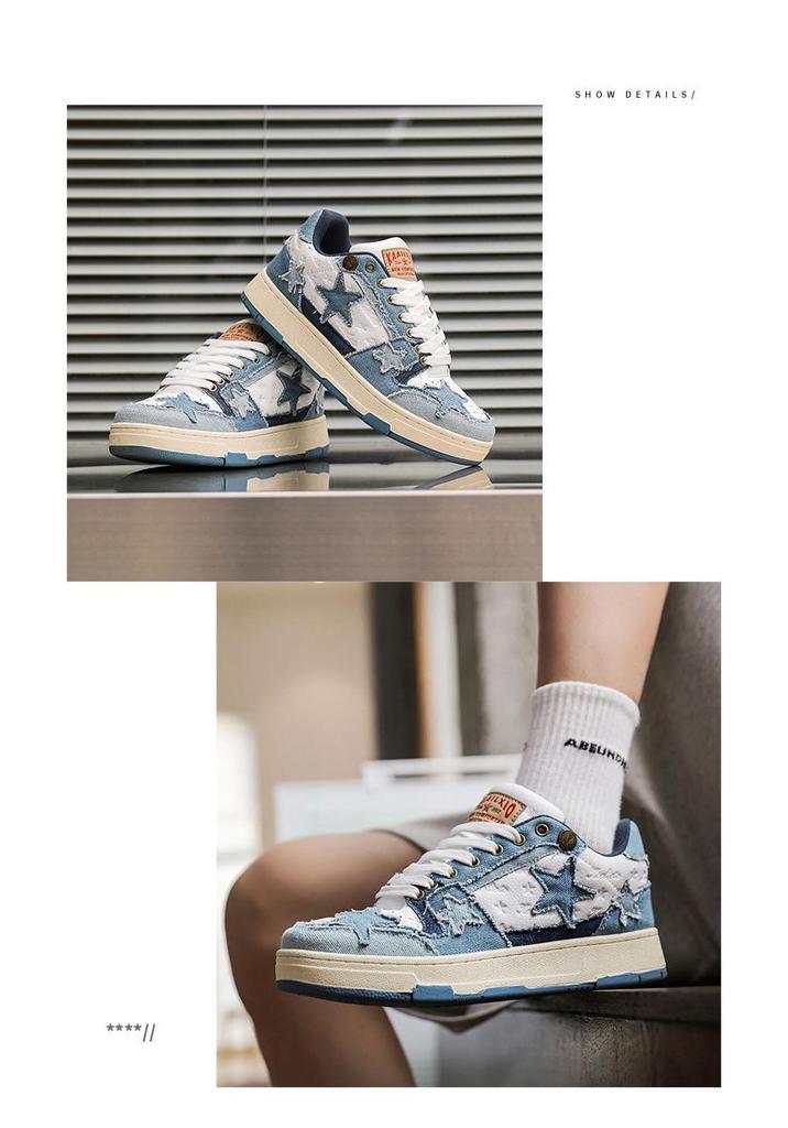 Pantofi Casual din Denim pentru Bărbați Guochao tip Skate - Versatili și Trendy