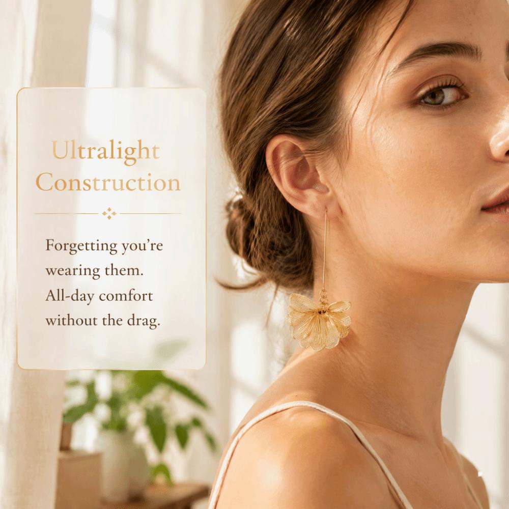 Vintage Chic Long Design Earrings Layered Petal Design Flower Pendant Earrings Jewelry Accessories