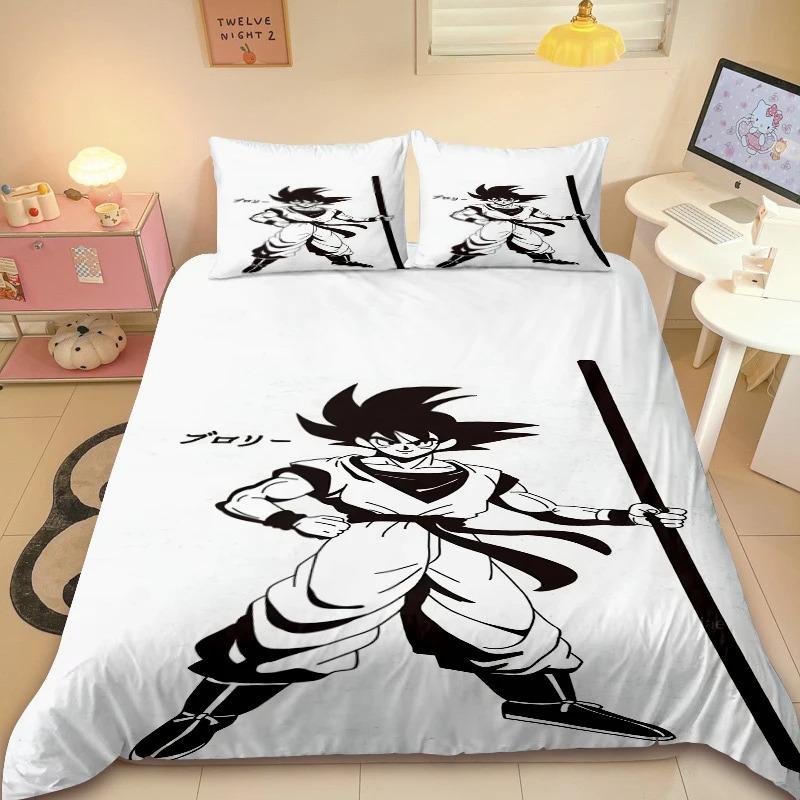 Duvet Cover Dragon Ball Son Goku Cool Anime Bedding Set Comforter Cover Set Twin Full Size for Bedroom Dormitory Decor
