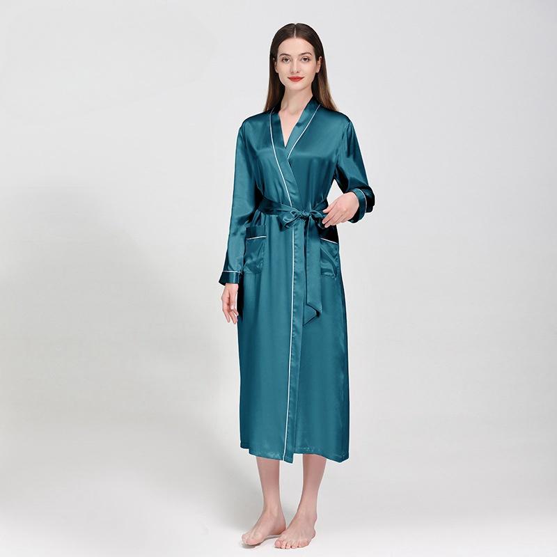 Mulberry Silk Long Wedding Bride Bridesmaid Robe Ladies Morning Dress Women Night Peniva Pure Silk Sexy Kimono Robe