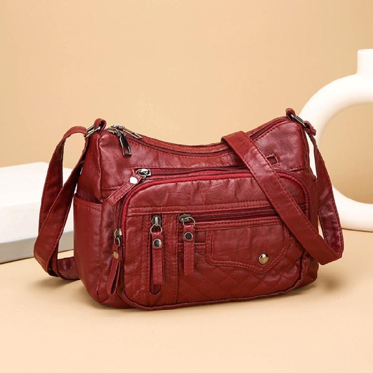 Leather Bag for Women Large Capacity Trendy Shoulder Bag Solid Color Bag