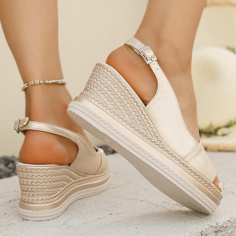 Fashion Summer Women Sandals Back Strap Wedges Sandals Women 2025 Plus Size Thick Bottom Sandles Woman High Heel Platform Casual Sandals