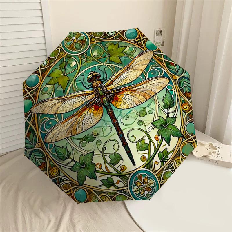 

1PC Dragonfly Art NouveauAutomatic Open/Close Umbrella with Windproof, 8-Rib Sturdy Canopy, Durable Ribs, Fashionable Design, Outdoor Accessory, Fun P