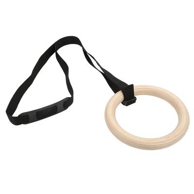 1 Pair Wooden Gymnastic Rings with Adjustable Buckle Straps 330lbs Capacity Pull Up Exercise Rings for Home Gym Workout