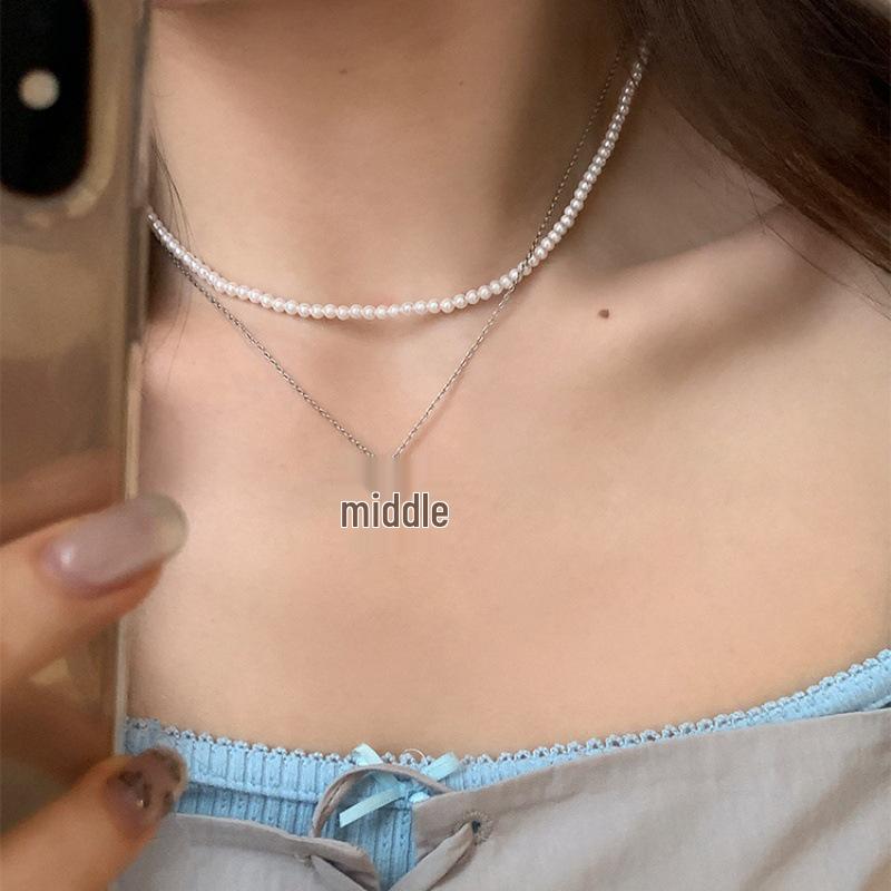 Elegant Double Layer Bow Pearl Necklace - Sweet & Versatile Pendant Chain