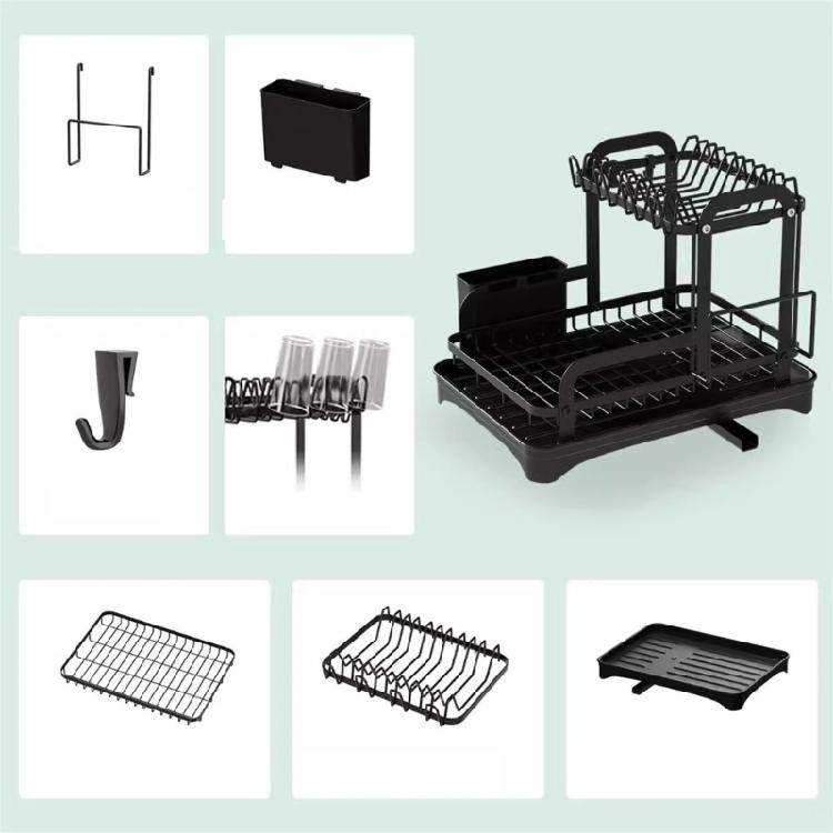 Fashionable 2 Tiers Dish Holder Designs for Space Saving Utilization In Kitchens Supplies Includes Drips Display Tray