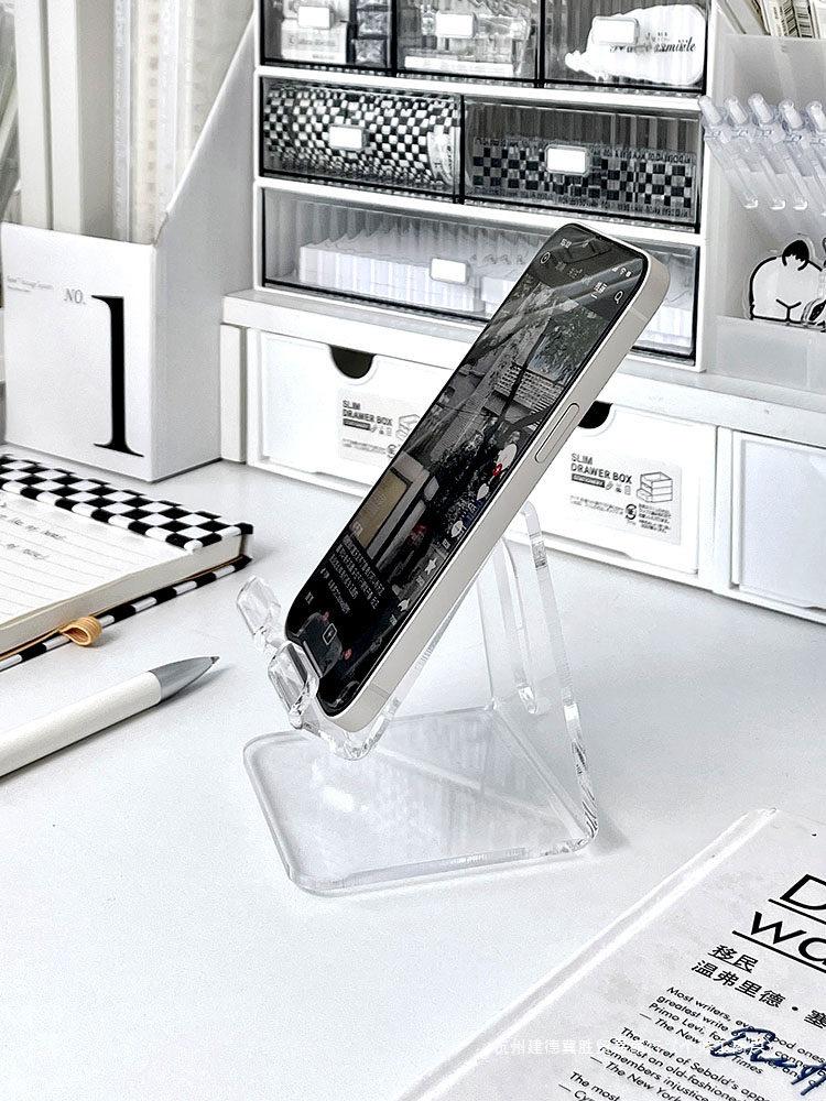 Acrylic Transparent Phone & Tablet Stand: Minimalist Student Dormitory & Office Desktop Holder.