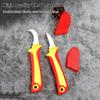Hand Tool Insulated Knife Electricians Wire Stripper Cable Stripping Snips Straight Curved Blade Rubber Handle Peeling