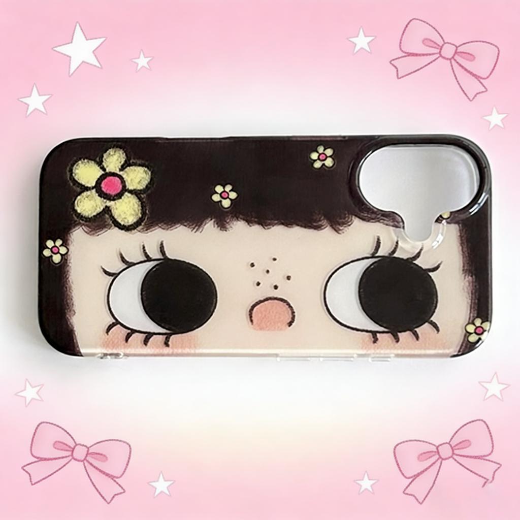 HOT Clmj Korean Shinning Eyes Cute Phone Case for iPhone 17 16 15 14 13 12 11 Pro Max X Xs XR XSMax Air Plus Feather Texture