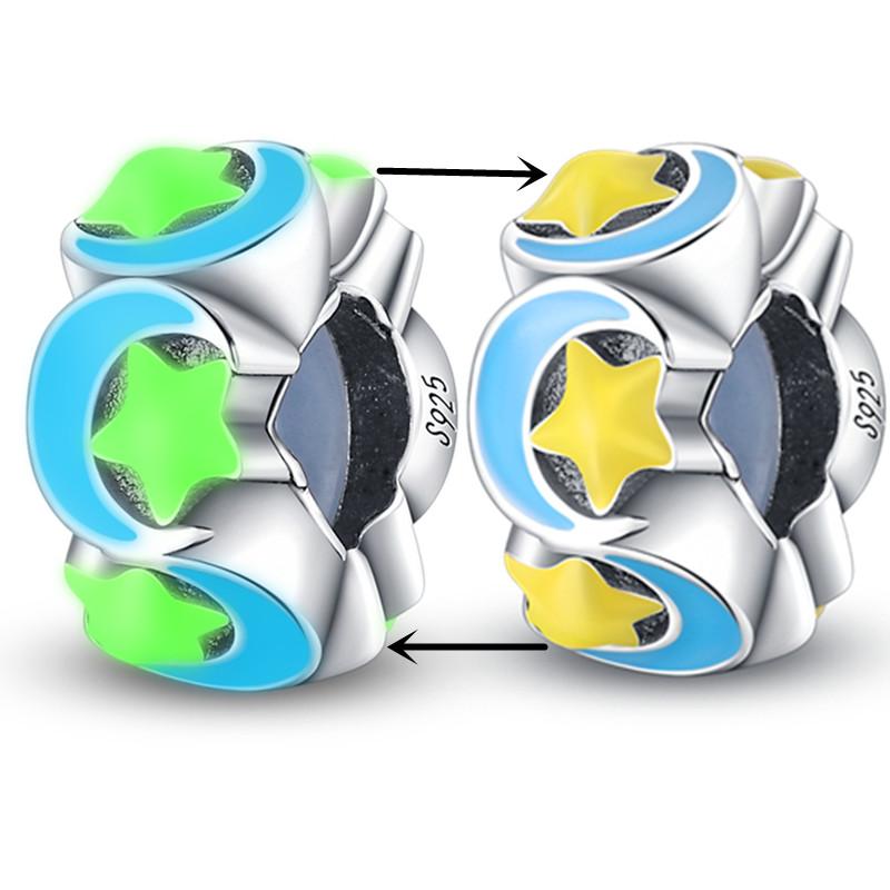 Glass Beads Copper Charm Fit Pan Original Bracelets Glow In The Dark Charms Glass Pendantdiy Jewelry