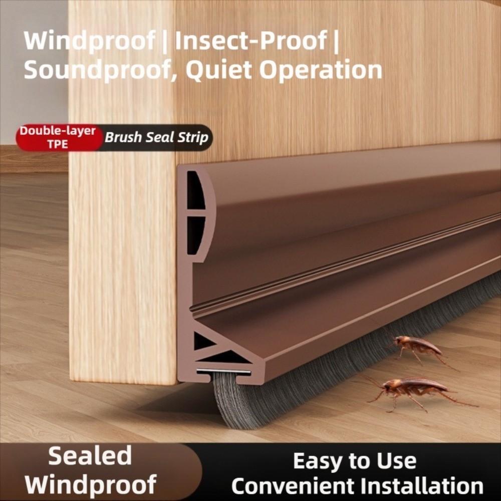 Brush Edge Draft Stopper TPE Door Sweep Removable Door Bottom Seal  Indoor Bedroom
