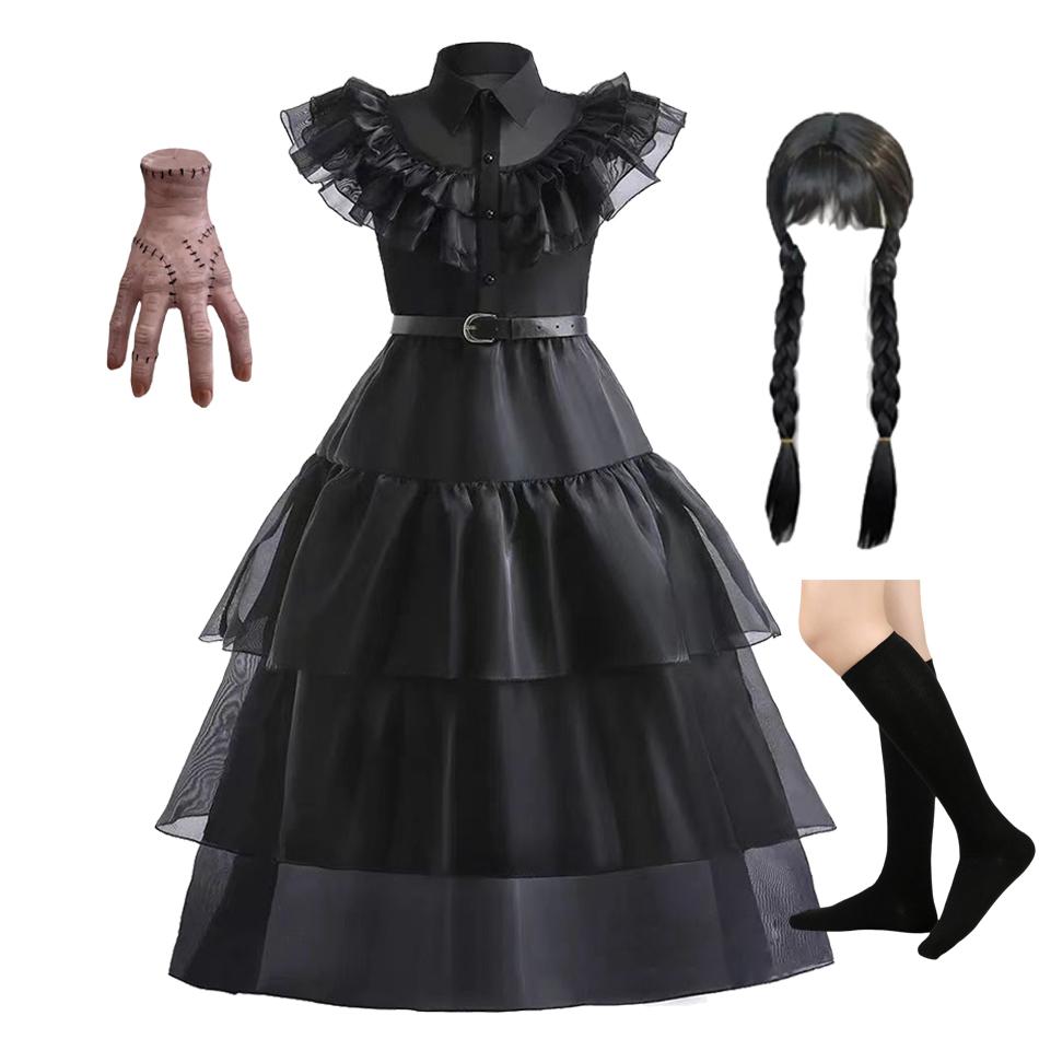 Girls Halloween Cosplay Costume Dress Movie Kids Gothic Dancing Vestidos Party Outfits Dress