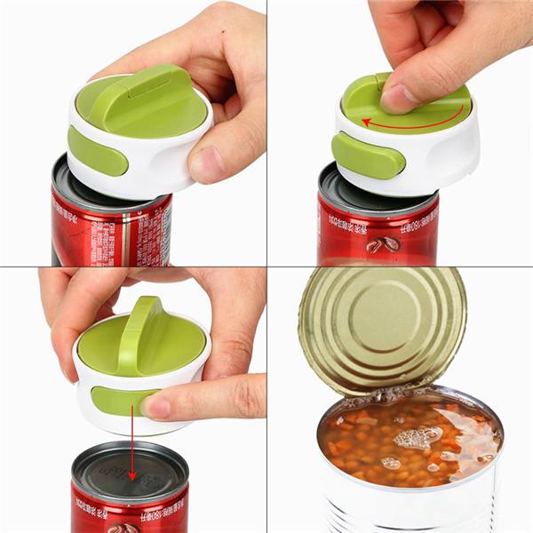 Abrelatas abridor de botellas, abridores de tarros, rotación Manual, acero inoxidable, fruta enlatada, fiambrera, no