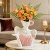 Yousheng Ceramic Female Form Body Shape Vase White Half Body Flower Vase Boho Feminist Decorative Vase for Bookshelf Office Home Table Centerpiece